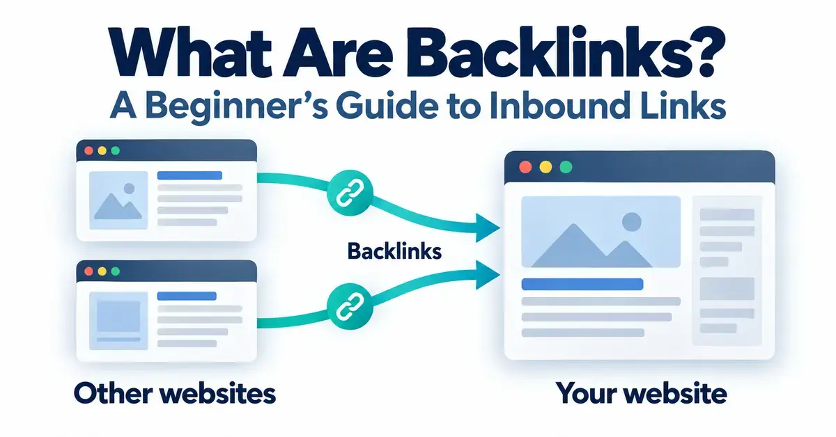 Diagram showing backlinks from two other websites pointing to your website, illustrating how inbound links work.